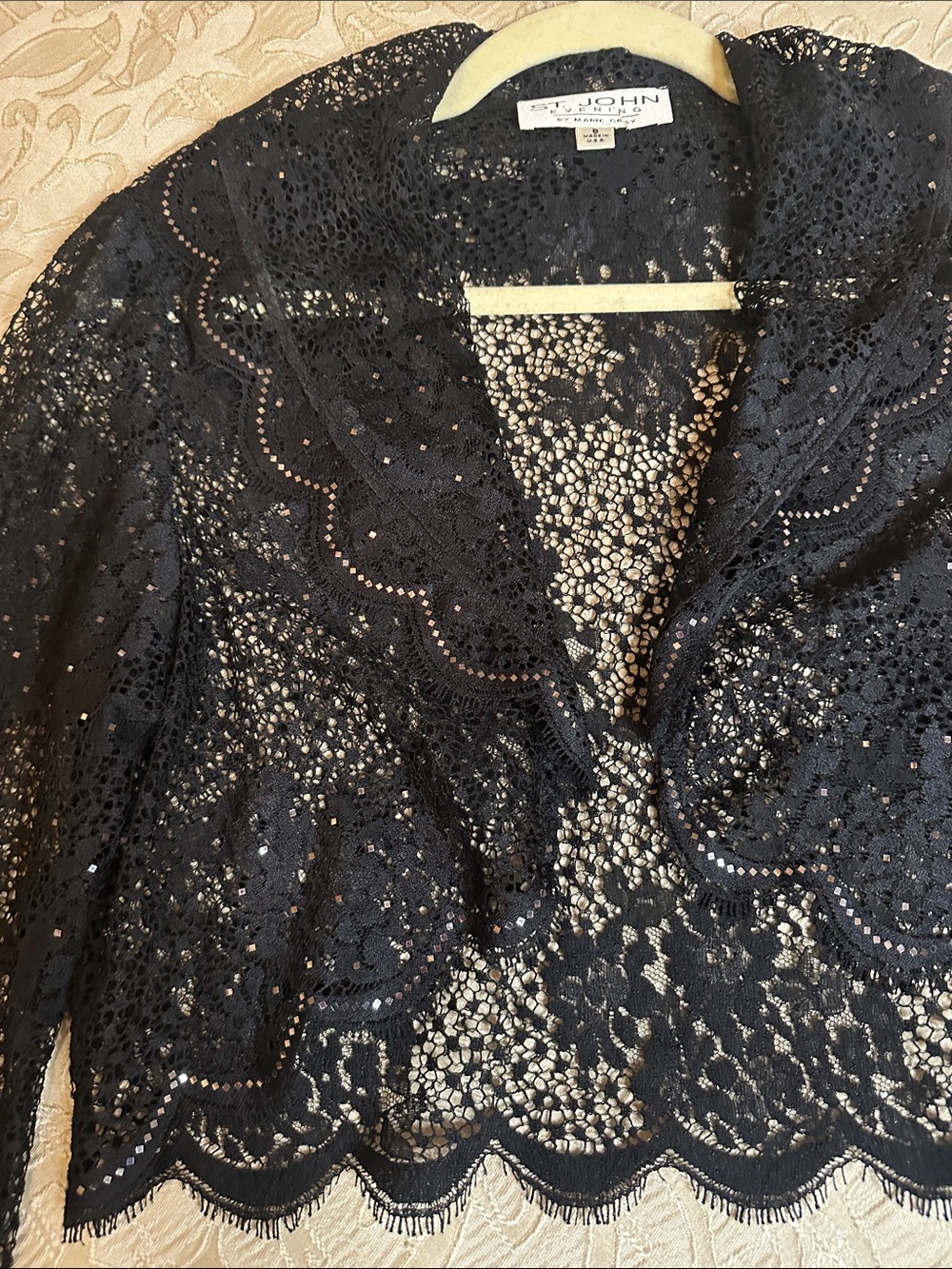St. John Black Lace Cropped Blazer Jacket - Picture 2 of 4